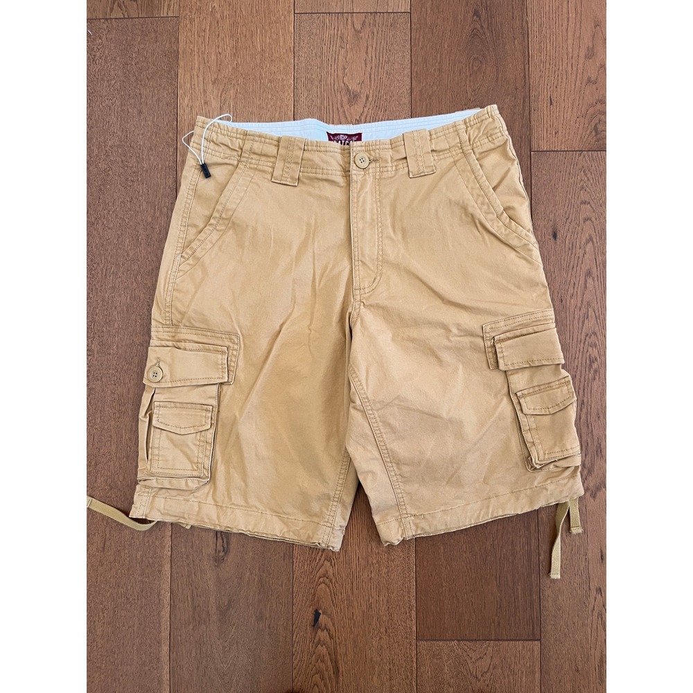 Match Cargo Shorts Mens 35 Tan Khaki Excellent Multi Pocket Utility Drawstring